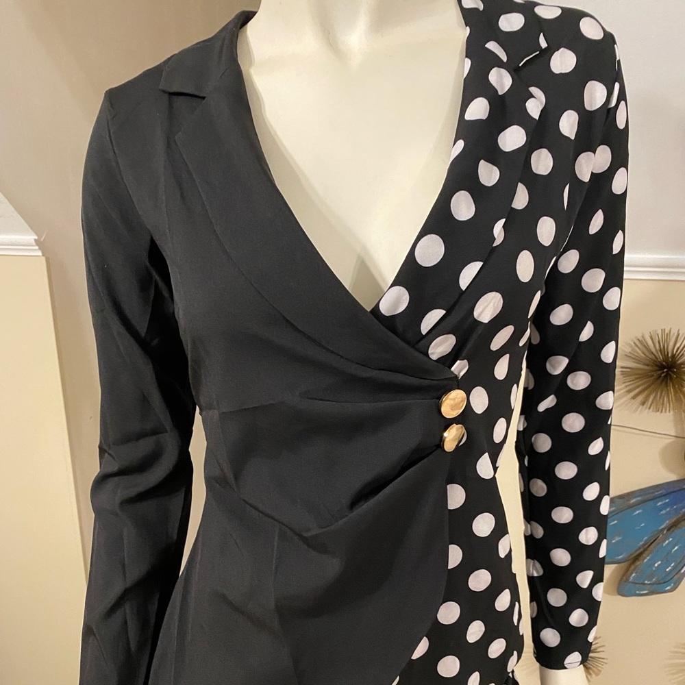 Solid black & polka dot dress